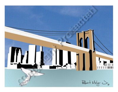 Brooklyn Bridge with Whale Tail Artwork