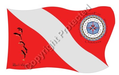 XpeirEnc Outdoors Dive Flag with Dolphins Art