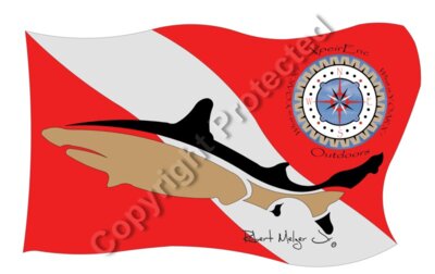 XpeirEnc Outdoors Dive Flag with Shark Artwor