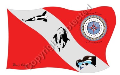 XpeirEnc Outdoors Dive Flag with whales Artwo
